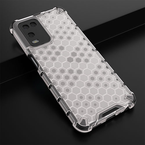 Silicone Transparent Frame Case Cover 360 Degrees AM2 for Oppo A54 4G White