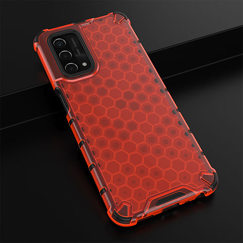 Silicone Transparent Frame Case Cover 360 Degrees AM2 for Oppo A54 5G Red