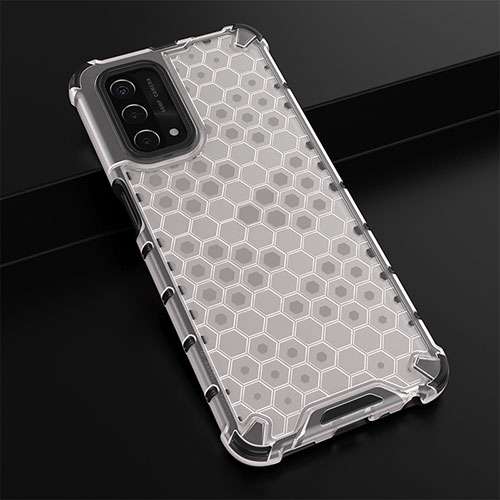 Silicone Transparent Frame Case Cover 360 Degrees AM2 for Oppo A54 5G White