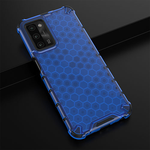 Silicone Transparent Frame Case Cover 360 Degrees AM2 for Oppo A55 5G Blue