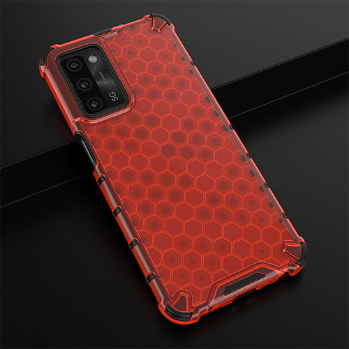 Silicone Transparent Frame Case Cover 360 Degrees AM2 for Oppo A55 5G Red