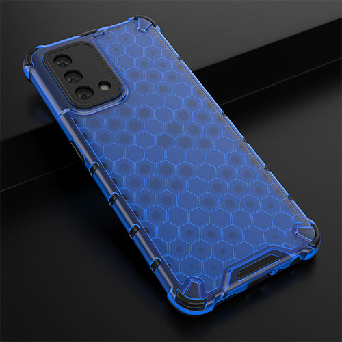Silicone Transparent Frame Case Cover 360 Degrees AM2 for Oppo A74 4G Blue
