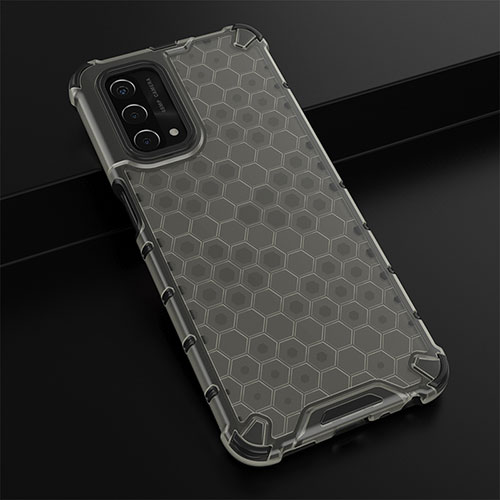 Silicone Transparent Frame Case Cover 360 Degrees AM2 for Oppo A74 5G Black