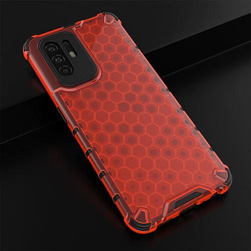 Silicone Transparent Frame Case Cover 360 Degrees AM2 for Oppo A94 5G Red