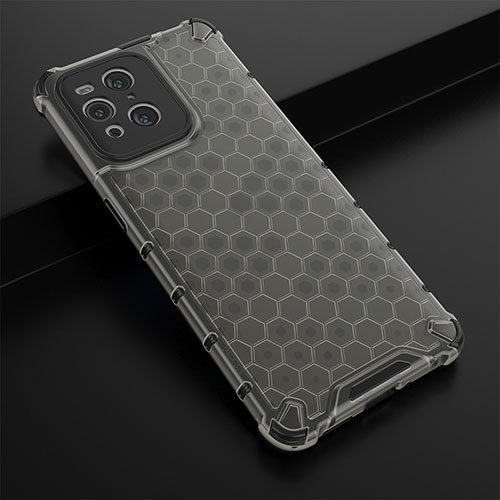 Silicone Transparent Frame Case Cover 360 Degrees AM2 for Oppo Find X3 Pro 5G Black