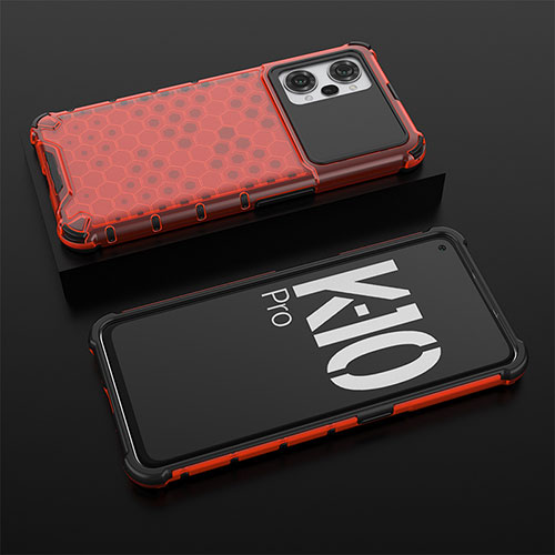 Silicone Transparent Frame Case Cover 360 Degrees AM2 for Oppo K10 Pro 5G Red