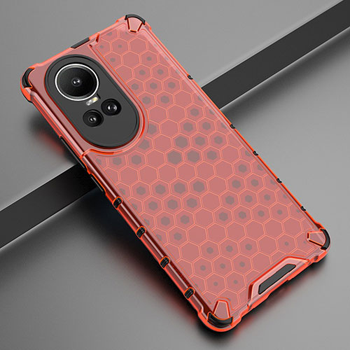 Silicone Transparent Frame Case Cover 360 Degrees AM2 for Oppo Reno10 5G Red