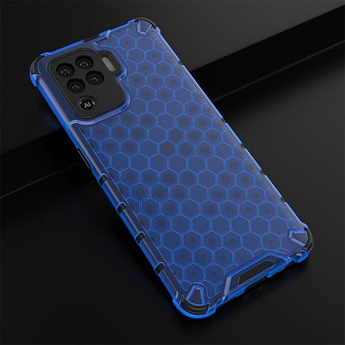 Silicone Transparent Frame Case Cover 360 Degrees AM2 for Oppo Reno5 F Blue