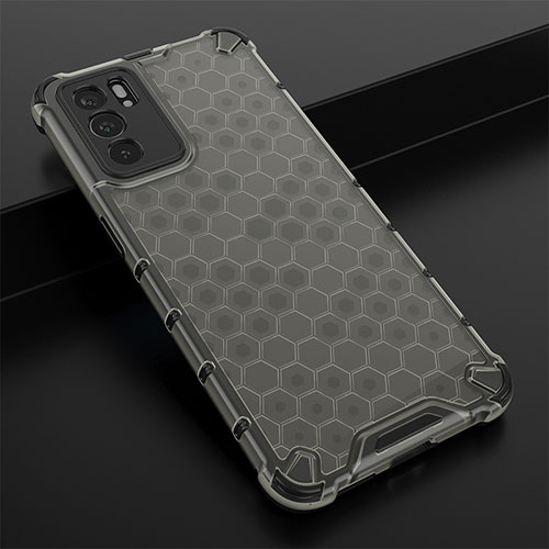 Silicone Transparent Frame Case Cover 360 Degrees AM2 for Oppo Reno6 5G Black