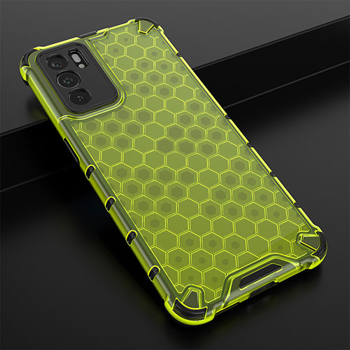 Silicone Transparent Frame Case Cover 360 Degrees AM2 for Oppo Reno6 5G Green