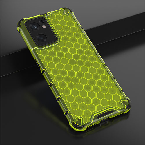 Silicone Transparent Frame Case Cover 360 Degrees AM2 for Oppo Reno7 SE 5G Green