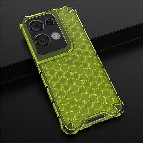 Silicone Transparent Frame Case Cover 360 Degrees AM2 for Oppo Reno8 Pro 5G Green