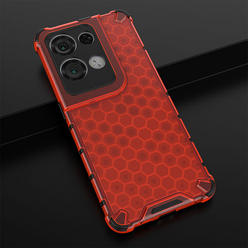 Silicone Transparent Frame Case Cover 360 Degrees AM2 for Oppo Reno8 Pro+ Plus 5G Red