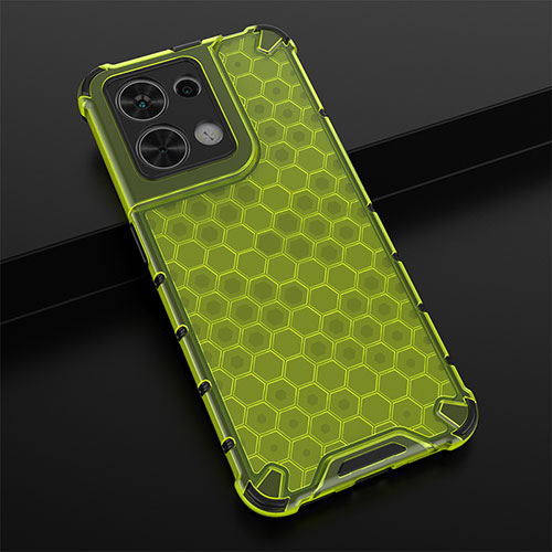 Silicone Transparent Frame Case Cover 360 Degrees AM2 for Oppo Reno9 Pro 5G Green