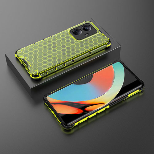 Silicone Transparent Frame Case Cover 360 Degrees AM2 for Realme 10 Pro+ Plus 5G Green