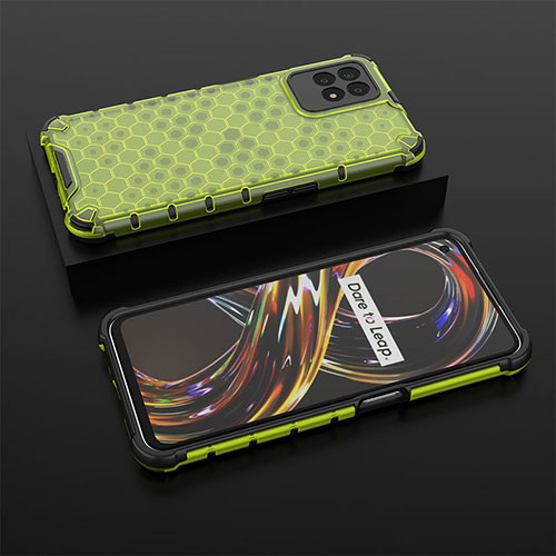 Silicone Transparent Frame Case Cover 360 Degrees AM2 for Realme 8i Green