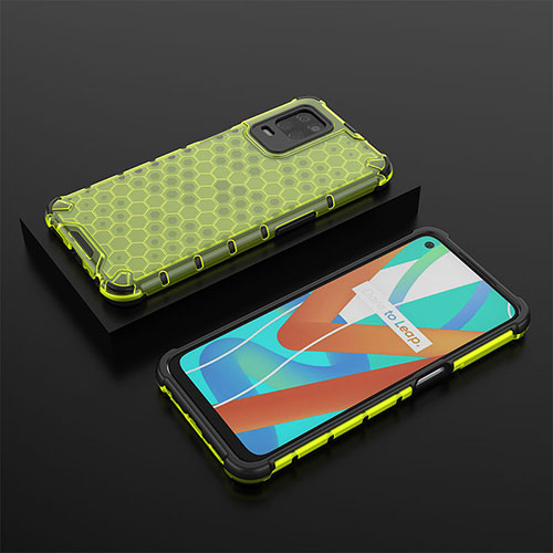 Silicone Transparent Frame Case Cover 360 Degrees AM2 for Realme 8s 5G Green