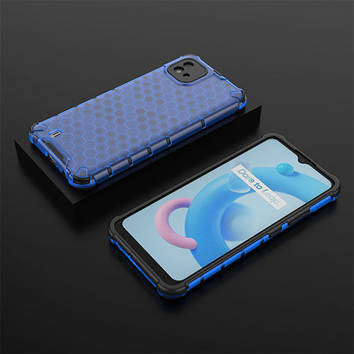 Silicone Transparent Frame Case Cover 360 Degrees AM2 for Realme C20 Blue