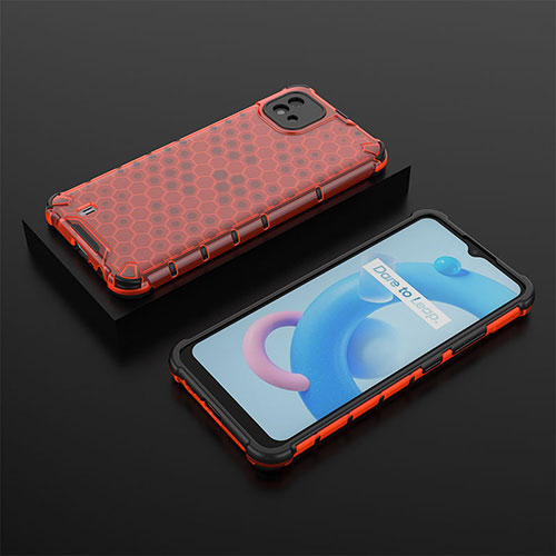 Silicone Transparent Frame Case Cover 360 Degrees AM2 for Realme C20A Red