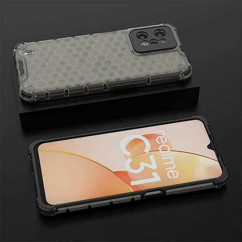 Silicone Transparent Frame Case Cover 360 Degrees AM2 for Realme C31 Black