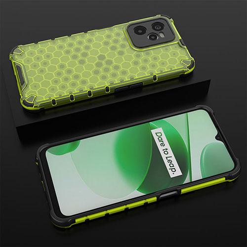 Silicone Transparent Frame Case Cover 360 Degrees AM2 for Realme C35 Green