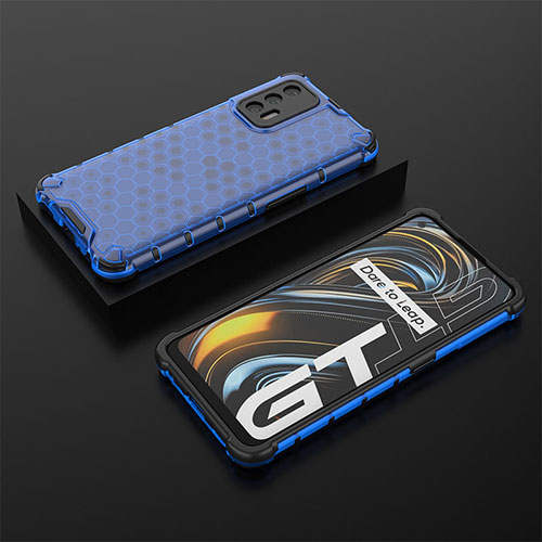 Silicone Transparent Frame Case Cover 360 Degrees AM2 for Realme GT Master 5G Blue