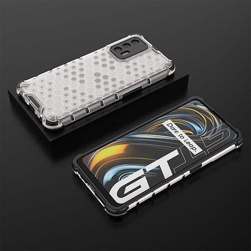 Silicone Transparent Frame Case Cover 360 Degrees AM2 for Realme GT Master 5G White