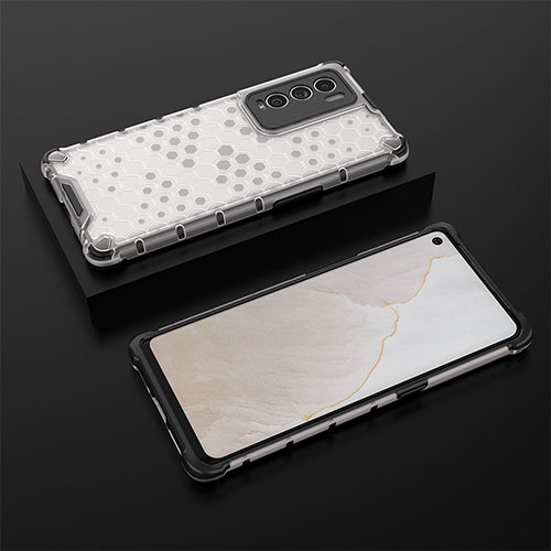 Silicone Transparent Frame Case Cover 360 Degrees AM2 for Realme GT Master Explorer 5G White