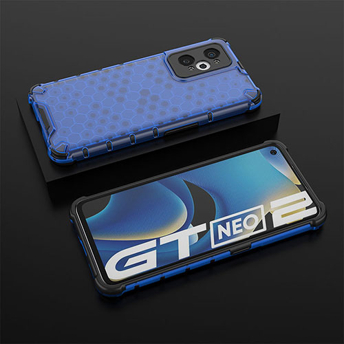 Silicone Transparent Frame Case Cover 360 Degrees AM2 for Realme GT Neo2 5G Blue