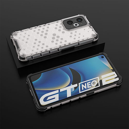 Silicone Transparent Frame Case Cover 360 Degrees AM2 for Realme GT Neo2 5G White