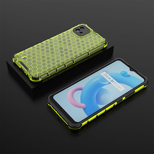 Silicone Transparent Frame Case Cover 360 Degrees AM2 for Realme Narzo 50i Green