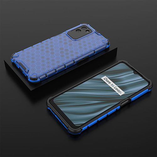 Silicone Transparent Frame Case Cover 360 Degrees AM2 for Realme V11 5G Blue