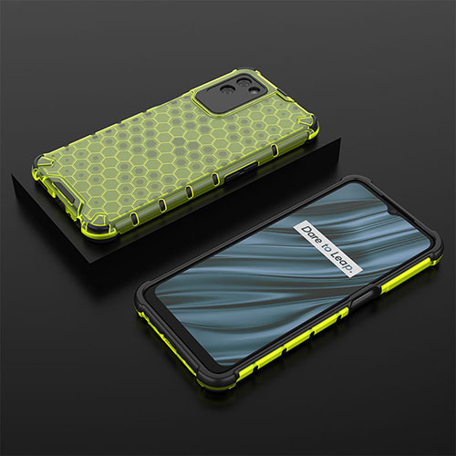 Silicone Transparent Frame Case Cover 360 Degrees AM2 for Realme V11 5G Green