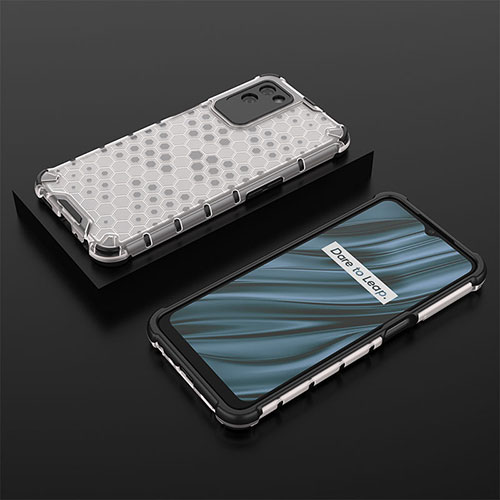 Silicone Transparent Frame Case Cover 360 Degrees AM2 for Realme V11s 5G White