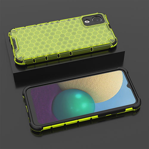 Silicone Transparent Frame Case Cover 360 Degrees AM2 for Samsung Galaxy A03 Core Green