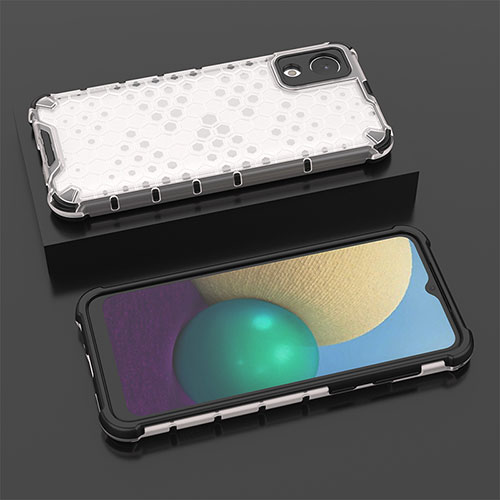 Silicone Transparent Frame Case Cover 360 Degrees AM2 for Samsung Galaxy A03 Core White