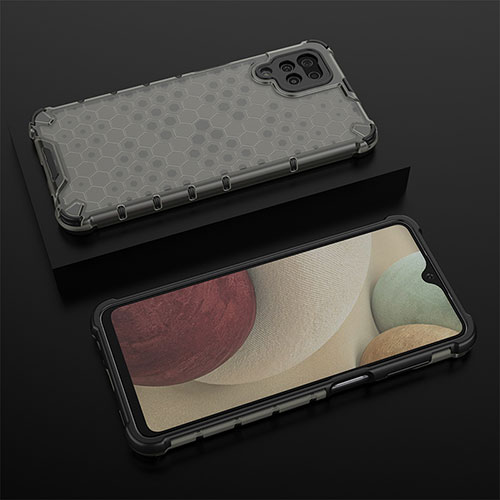 Silicone Transparent Frame Case Cover 360 Degrees AM2 for Samsung Galaxy A12 Nacho Black