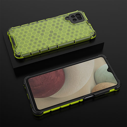 Silicone Transparent Frame Case Cover 360 Degrees AM2 for Samsung Galaxy A12 Nacho Green