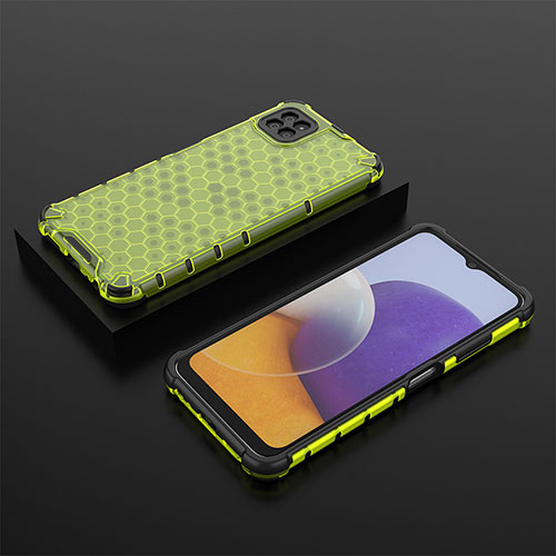 Silicone Transparent Frame Case Cover 360 Degrees AM2 for Samsung Galaxy A22 5G Green