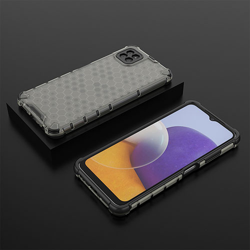 Silicone Transparent Frame Case Cover 360 Degrees AM2 for Samsung Galaxy A22s 5G Black