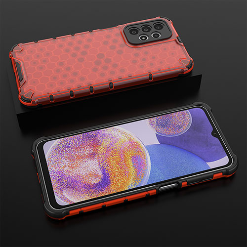 Silicone Transparent Frame Case Cover 360 Degrees AM2 for Samsung Galaxy A23 4G Red