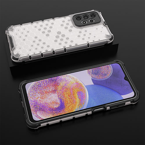 Silicone Transparent Frame Case Cover 360 Degrees AM2 for Samsung Galaxy A23 5G White