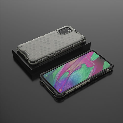 Silicone Transparent Frame Case Cover 360 Degrees AM2 for Samsung Galaxy A41 Black