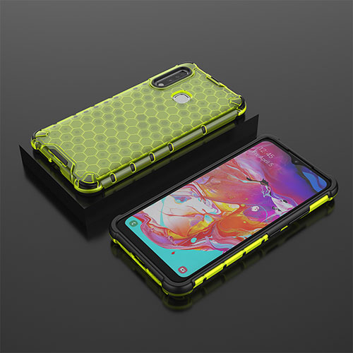 Silicone Transparent Frame Case Cover 360 Degrees AM2 for Samsung Galaxy A70E Green