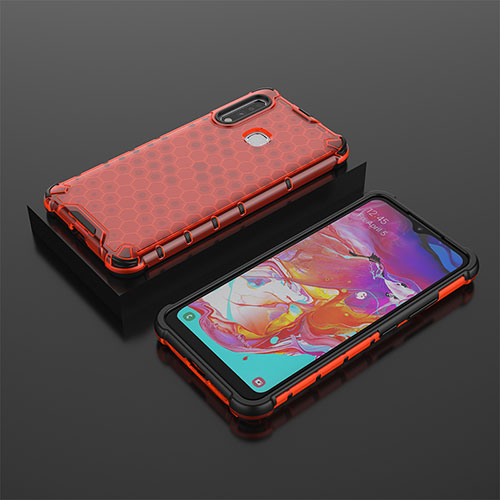 Silicone Transparent Frame Case Cover 360 Degrees AM2 for Samsung Galaxy A70E Red