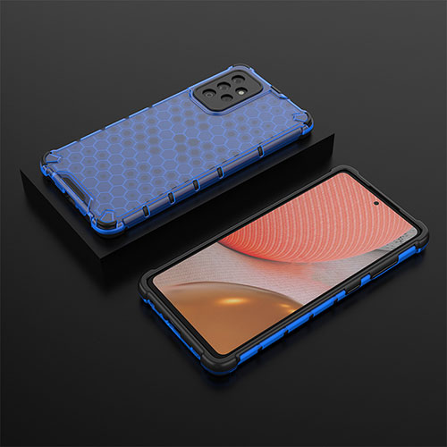 Silicone Transparent Frame Case Cover 360 Degrees AM2 for Samsung Galaxy A72 4G Blue