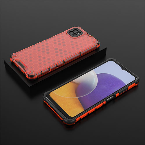 Silicone Transparent Frame Case Cover 360 Degrees AM2 for Samsung Galaxy F42 5G Red