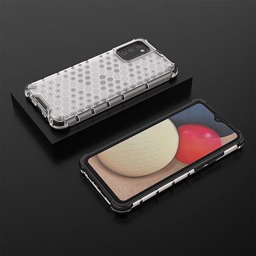 Silicone Transparent Frame Case Cover 360 Degrees AM2 for Samsung Galaxy M02s White