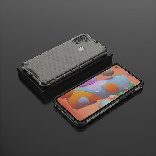 Silicone Transparent Frame Case Cover 360 Degrees AM2 for Samsung Galaxy M11 Black