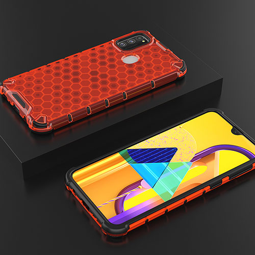 Silicone Transparent Frame Case Cover 360 Degrees AM2 for Samsung Galaxy M30s Red